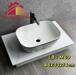 Lavabo bầu tròn - hoa văn