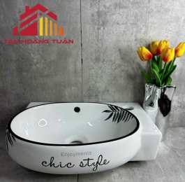 Lavabo kiểu tròn - hoa văn - basic
