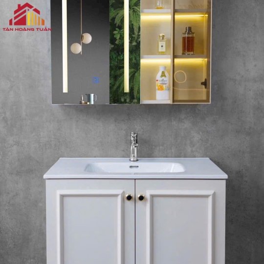 Bộ tủ gương lavabo phòng tắm cao cấp 017
