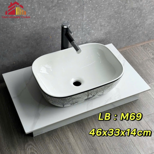 Lavabo bầu tròn - hoa văn