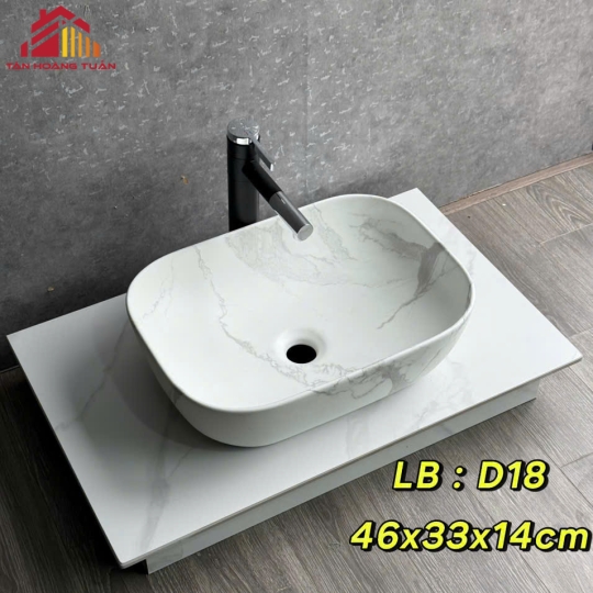 Lavabo kiểu tròn - vân đá